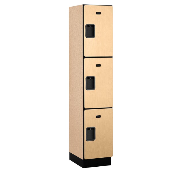 Salsbury Industries Wardrobe Locker, 15" W, 18" D, 76" H, (1) Wide, (3) Openings, Maple 23168MAP